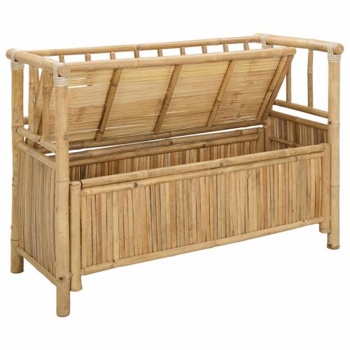 Градинска Пейка за Съхранение Естествен 110 x 47 x 80 см Бамбук