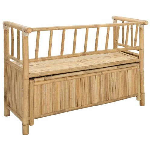 Градинска Пейка за Съхранение Естествен 110 x 47 x 80 см Бамбук