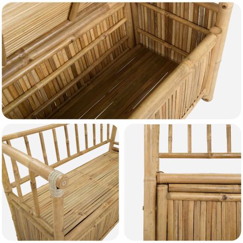 Градинска Пейка за Съхранение Естествен 110 x 47 x 80 см Бамбук