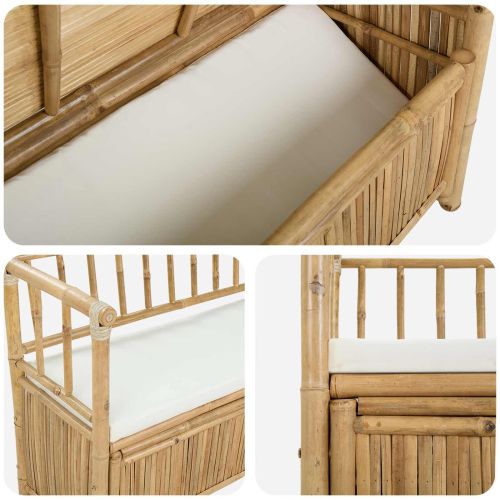 Градинска Пейка за Съхранение Естествен 110 x 47 x 80 см Бамбук