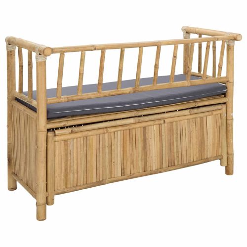 Градинска Пейка за Съхранение Естествен 110 x 47 x 80 см Бамбук