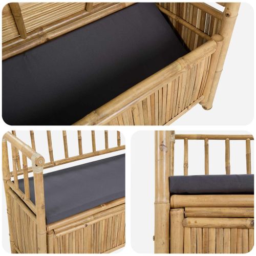 Градинска Пейка за Съхранение Естествен 110 x 47 x 80 см Бамбук