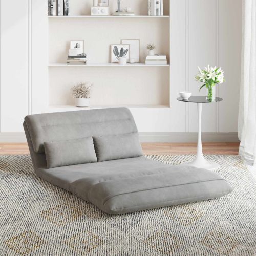 Подово кресло Светлосиво 110 x 82 x 55 см Кадифе