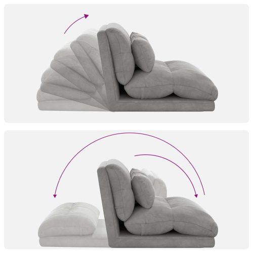 Подово кресло Светлосиво 110 x 82 x 55 см Кадифе