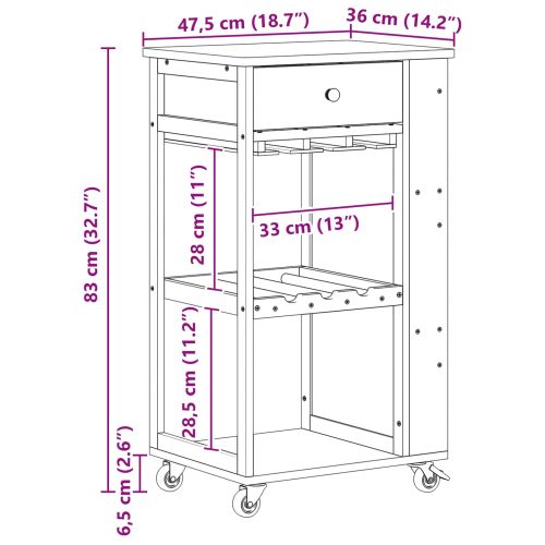 Кухненска количка с колела Естествен 47,5 x 36 x 83 см Бамбук