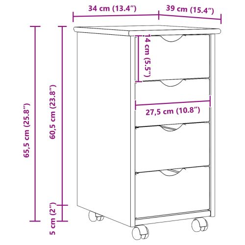 Плъзгащ кабинет Меден кафяв 34 x 39 x 65,5 cm Солиден бор