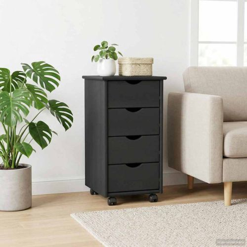 Плъзгащ кабинет с колело Сив 34 x 39 x 65,5 cm Солиден бор