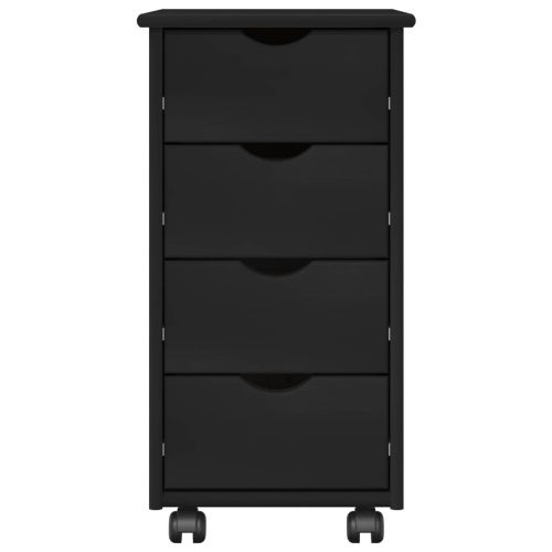 Плъзгащ кабинет с колело Черно 34 x 39 x 65,5 cm Солиден бор