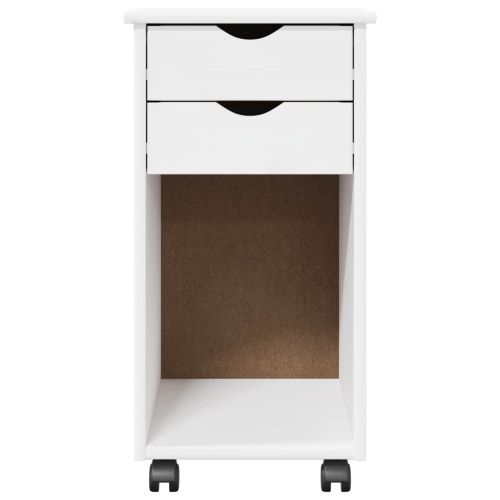 Плъзгащ кабинет с колело Бял 34 x 39 x 65,5 cm Масивна боровина