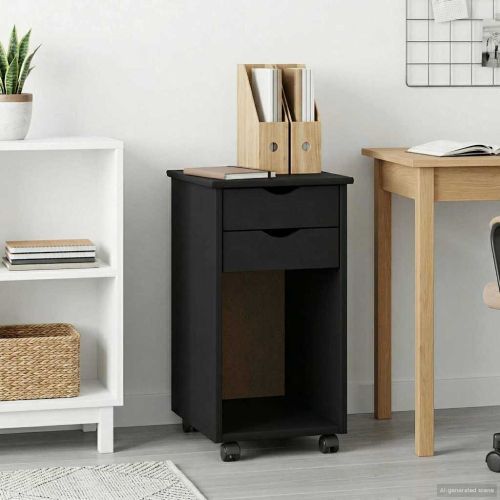 Плъзгащ кабинет Черен 34 x 39 x 65,5 cm Масивна боровина