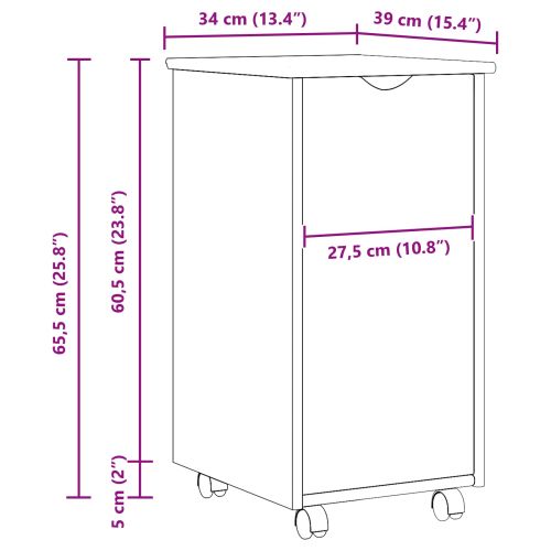 Плъзгащ кабинет Меден кафяв 34 x 39 x 65,5 cm Солиден бор