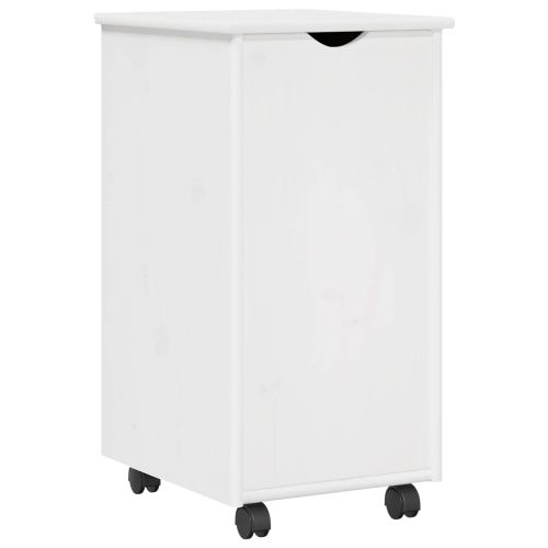 Плъзгащ кабинет с колело Бяло 34 x 39 x 65,5 cm Солиден бор