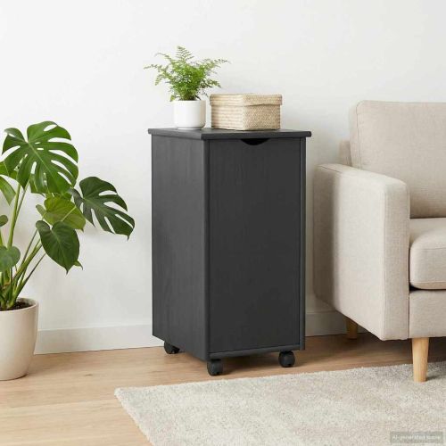 Плъзгащ кабинет с колело Сив 34 x 39 x 65,5 cm Солиден бор