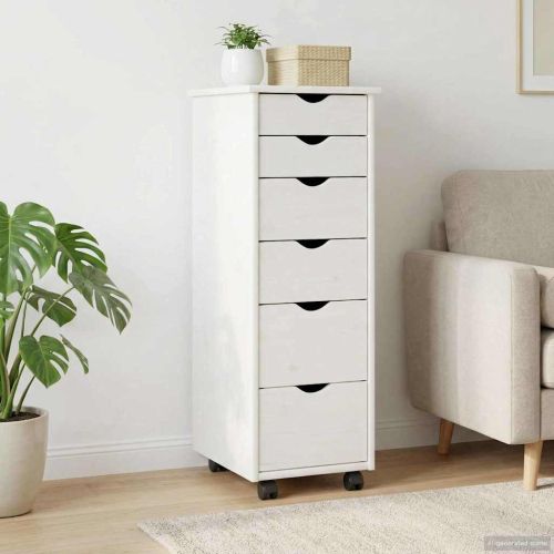 Плъзгащ кабинет с колело Бяло 34 x 39 x 93,5 см Солиден бор