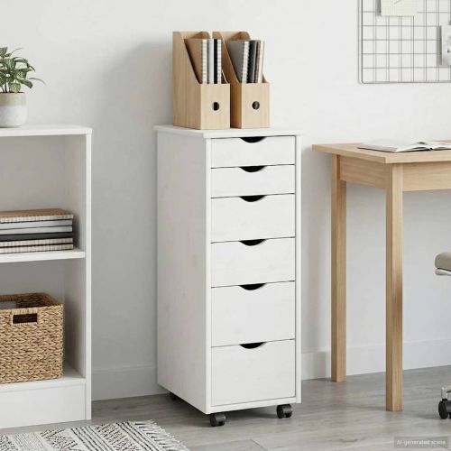 Плъзгащ кабинет с колело Бяло 34 x 39 x 93,5 см Солиден бор