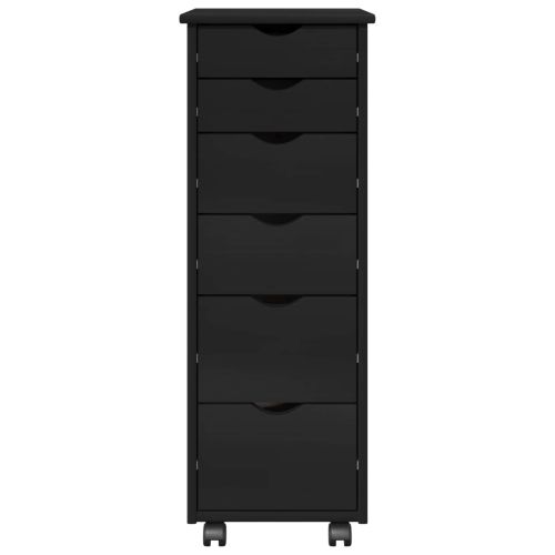 Плъзгащ кабинет с колело Черно 34 x 39 x 93,5 см Солиден бор