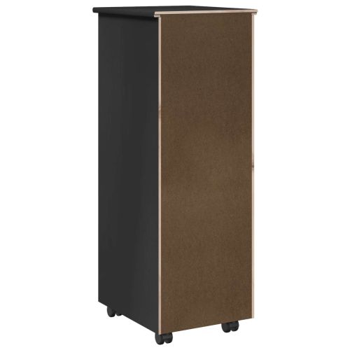 Плъзгащ кабинет с колело Черно 34 x 39 x 93,5 см Солиден бор