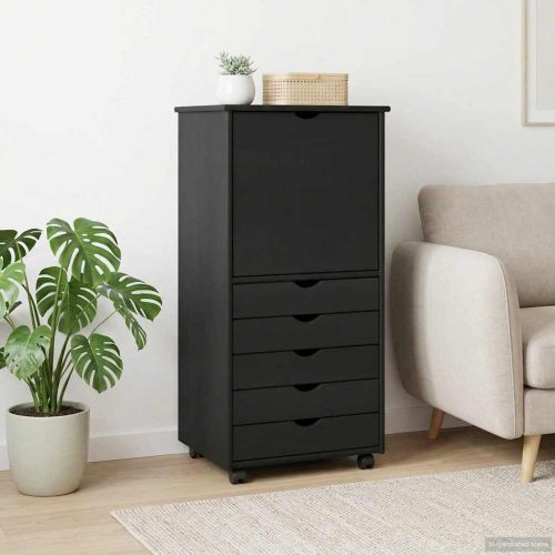 Плъзгащ кабинет с колело Сив 53 x 39 x 103 cm Солиден бор