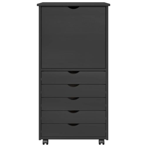 Плъзгащ кабинет с колело Сив 53 x 39 x 103 cm Солиден бор