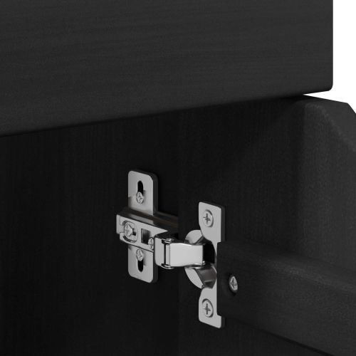 Плъзгащ кабинет с колело Черно 63,5 x 39 x 65,5 см Солиден бор