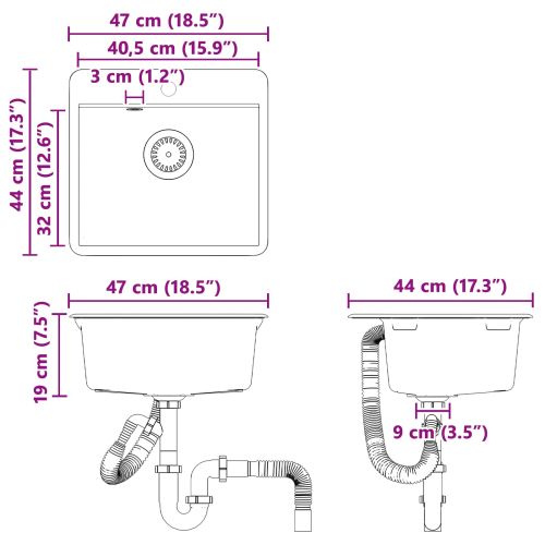 Мивка Бежово 470 x 440 мм Гранит