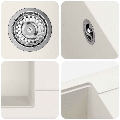 Мивка Бяло 670 x 460 мм 80% Кварц и 20% Смола