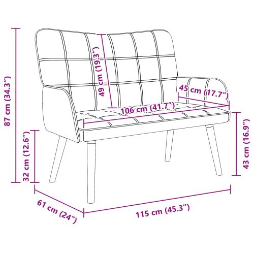 Диван с два места Синьо 115 x 61 x 87 см текстил