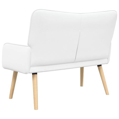 Диван с два места Бял 115 x 61 x 87 см текстил