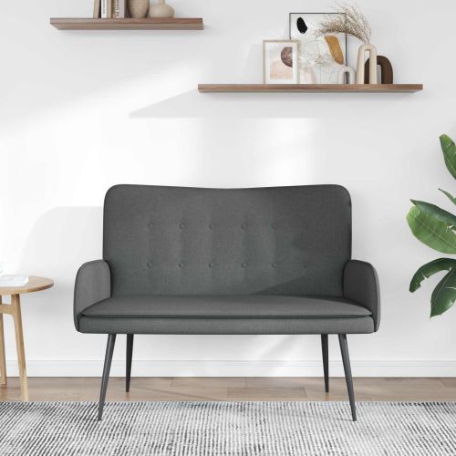 Двуместна софа Тъмен сив 115 x 61 x 87 см текстил