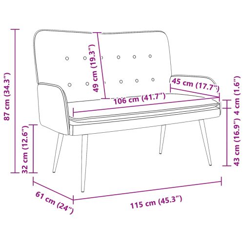 Двуместна софа Тъмен сив 115 x 61 x 87 см текстил