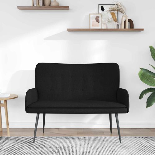Двуместна софа Черен 115 x 61 x 87 см текстил