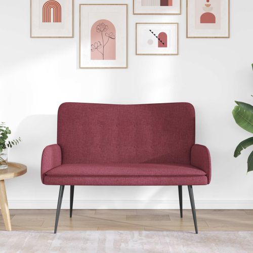 Двуместна софа виненочервен 115 x 61 x 87 см текстил