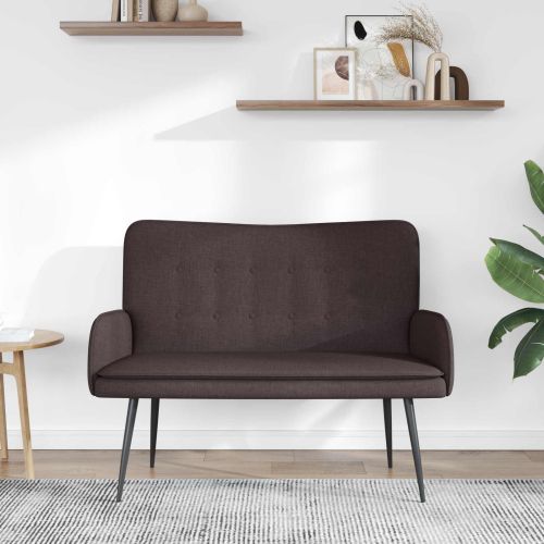 Двуместна софа Тъмен кафяв 115 x 61 x 87 см текстил