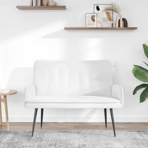 Двуместна софа Бял 115 x 61 x 87 см текстил