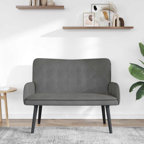 Диван с два места Тъмен сив 115 x 61 x 87 см Кадифе