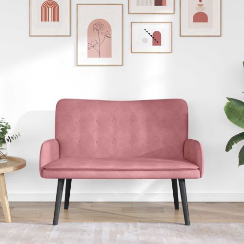 Диван с два места Розово 115 x 61 x 87 см Кадифе