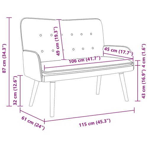 Диван с два места Жълто 115 x 61 x 87 см Кадифе