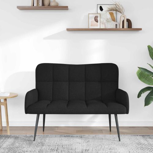 Диван с два места Черен 115 x 61 x 87 см текстил