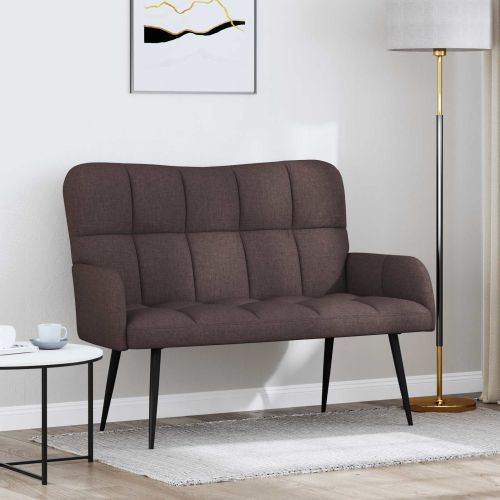 Диван с два места Тъмен кафяв 115 x 61 x 87 см текстил