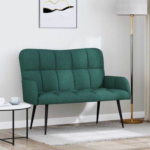 Диван с два места Тъмен зелен 115 x 61 x 87 см текстил