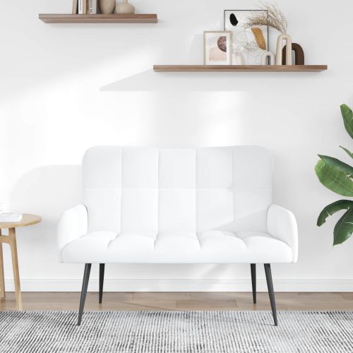 Диван с два места Бял 115 x 61 x 87 см текстил