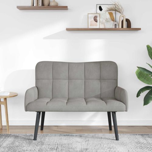 Диван с два места Светлосиво 115 x 61 x 87 см Кадифе