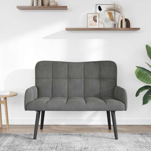 Диван с два места Тъмен сив 115 x 61 x 87 см Кадифе