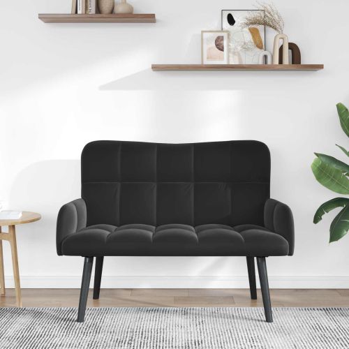 Диван с два места Черен 115 x 61 x 87 см Кадифе