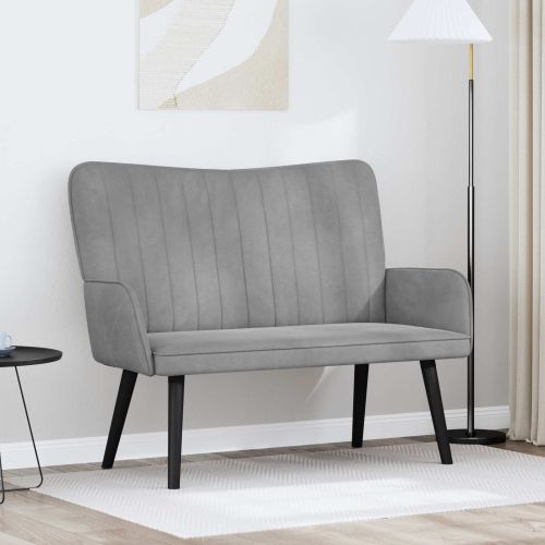 Диван с два места Светлосиво 115 x 61 x 87 см Кадифе