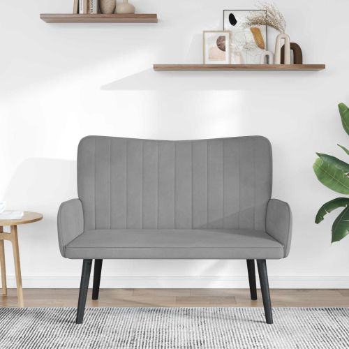 Диван с два места Светлосиво 115 x 61 x 87 см Кадифе