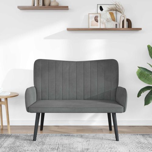 Диван с два места Тъмен сив 115 x 61 x 87 см Кадифе