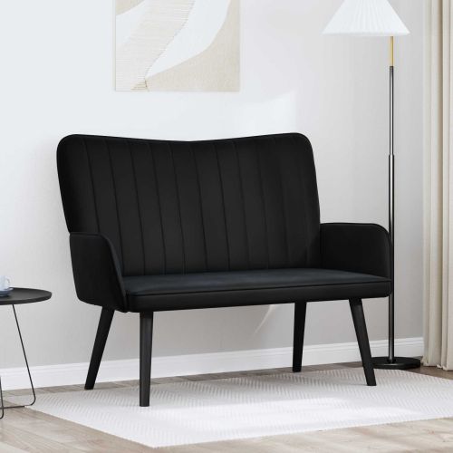 Диван с два места Черен 115 x 61 x 87 см Кадифе