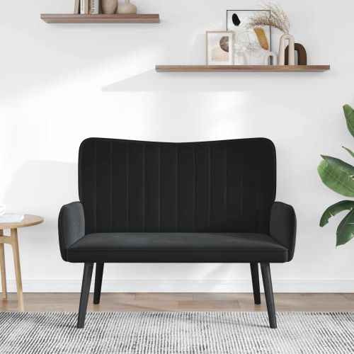 Диван с два места Черен 115 x 61 x 87 см Кадифе