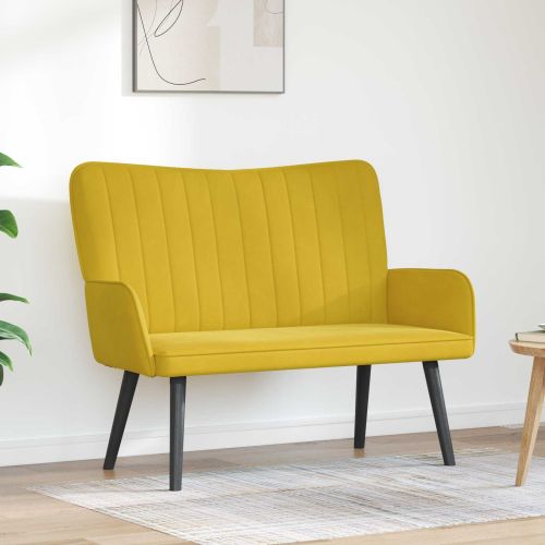 Диван с два места Жълто 115 x 61 x 87 см Кадифе